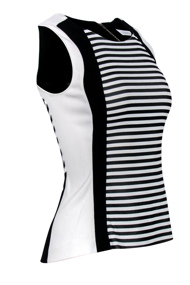 Current Boutique-Veronica Beard - Black & White Striped Tank w/ Side Paneling Sz 4