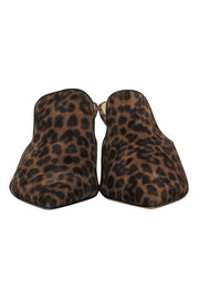 Current Boutique-Veronica Beard - Brown & Black Suede Leopard Print Heeled Mules Sz 10