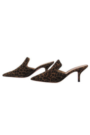 Current Boutique-Veronica Beard - Brown & Black Suede Leopard Print Heeled Mules Sz 10