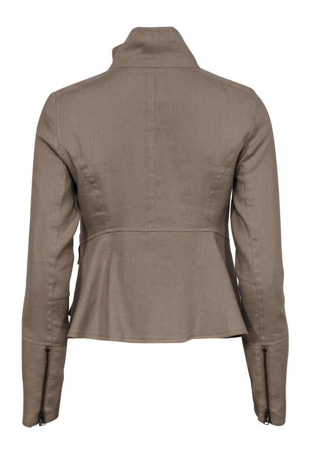 Current Boutique-Veronica Beard - Dark Beige Linen Blend Utility Jacket Sz 0