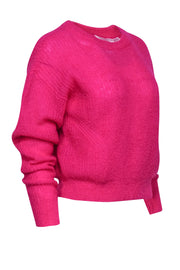 Current Boutique-Veronica Beard - Fuchsia Mohair & Alpaca Blend Cropped Sweater Sz S