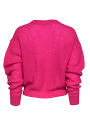 Current Boutique-Veronica Beard - Fuchsia Mohair & Alpaca Blend Cropped Sweater Sz S