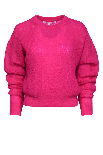 Current Boutique-Veronica Beard - Fuchsia Mohair & Alpaca Blend Cropped Sweater Sz S