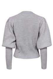 Current Boutique-Veronica Beard - Grey Knitted Wool Puff Sleeve Sweater w/ Rhinestones Sz M