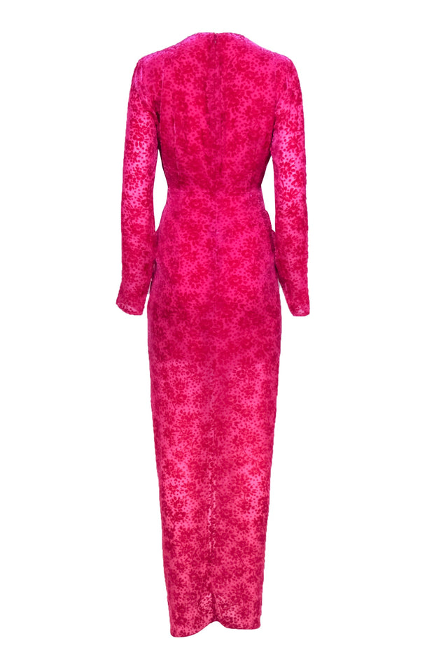 Current Boutique-Veronica Beard - Hot Pink Floral Velvet Knotted Waist Gown Sz 8