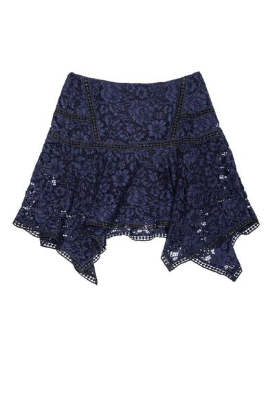 Current Boutique-Veronica Beard - Navy Blue Lace Skirt Sz 0