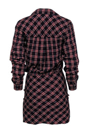 Current Boutique-Veronica Beard - Navy & Red Plaid "Karen" Shirt Dress w/ Metallic Threading Sz 2