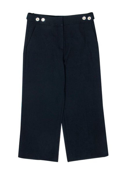 Current Boutique-Veronica Beard - Navy Straight Leg Cropped Trousers w/ Buttons Sz 12