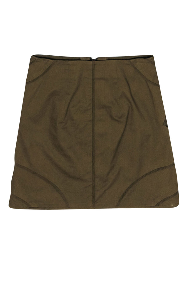 Current Boutique-Veronica Beard - Olive Green Utility Zip-Up Miniskirt Sz 2