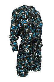 Current Boutique-Veronica Beard - Olive & Teal Floral Silk Dress Sz 4