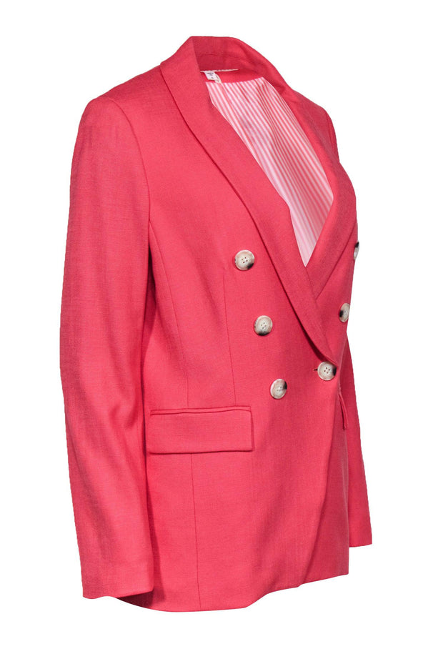 Current Boutique-Veronica Beard - Peach Woven Double Breasted Blazer Sz 6