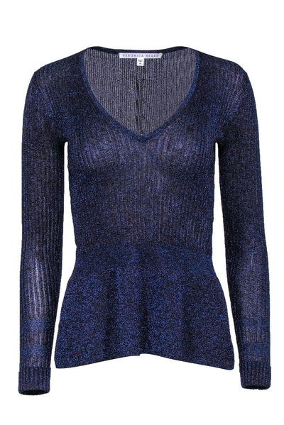 Current Boutique-Veronica Beard - Purple Esmeralda Shimmer Knit Sweater Sz XS