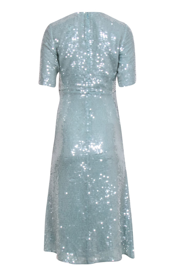 Current Boutique-Veronica Beard - Seafoam Green Short Sleeve Sequined Maxi Dress Sz 00