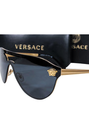 Current Boutique-Versace - Black Shield-Style Aviator Sunglasses