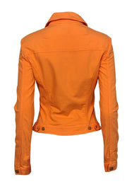 Current Boutique-Versace Jeans Couture - Orange Denim Button-Up Jacket w/ Zipper Detail Sz S