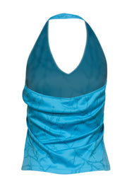 Current Boutique-Versace Jeans Couture - Turquoise Sparkly Coral Embellished Halter Top Sz M