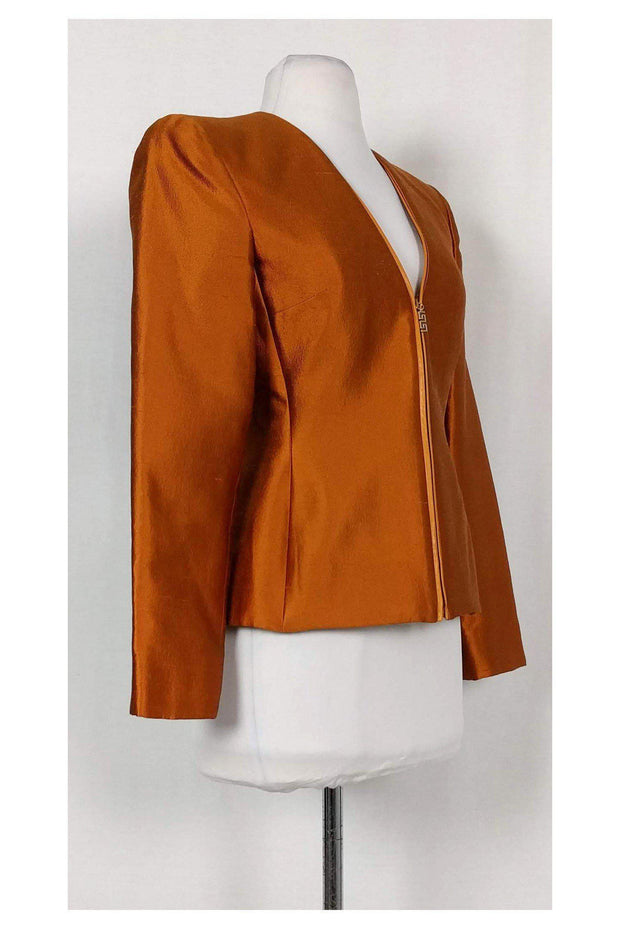 Current Boutique-Versace - Orange Silk & Wool Blazer Sz S