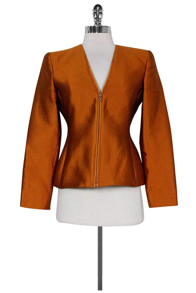 Current Boutique-Versace - Orange Silk & Wool Blazer Sz S