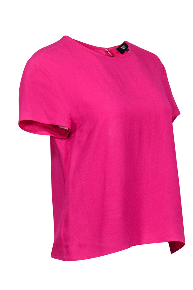 Current Boutique-Versus Versace - Hot Pink Cropped Tee w/ Golden Safety Pins Sz 6
