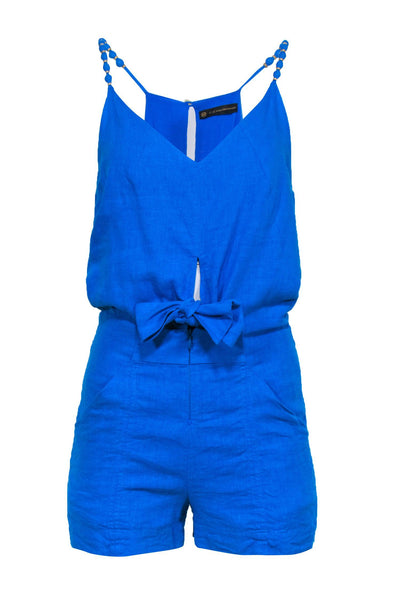 Current Boutique-ViX Paula Hermanny - Bright Blue Sleeveless Tied Romper w/ Bauble Straps Sz M
