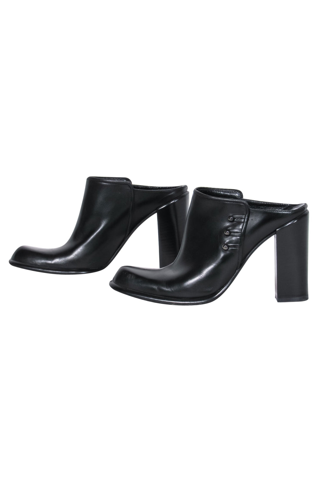 Via Spiga Wynola Black Leather online Peep Toe Heeled Mule