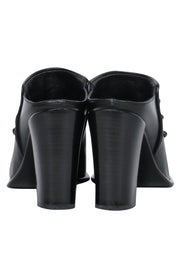 Current Boutique-Via Spiga - Black Leather Block Heel Mule Pumps Sz 8.5
