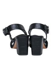 Current Boutique-Via Spiga - Black Reptile Embossed Leather Block Heeled Sandals Sz 9