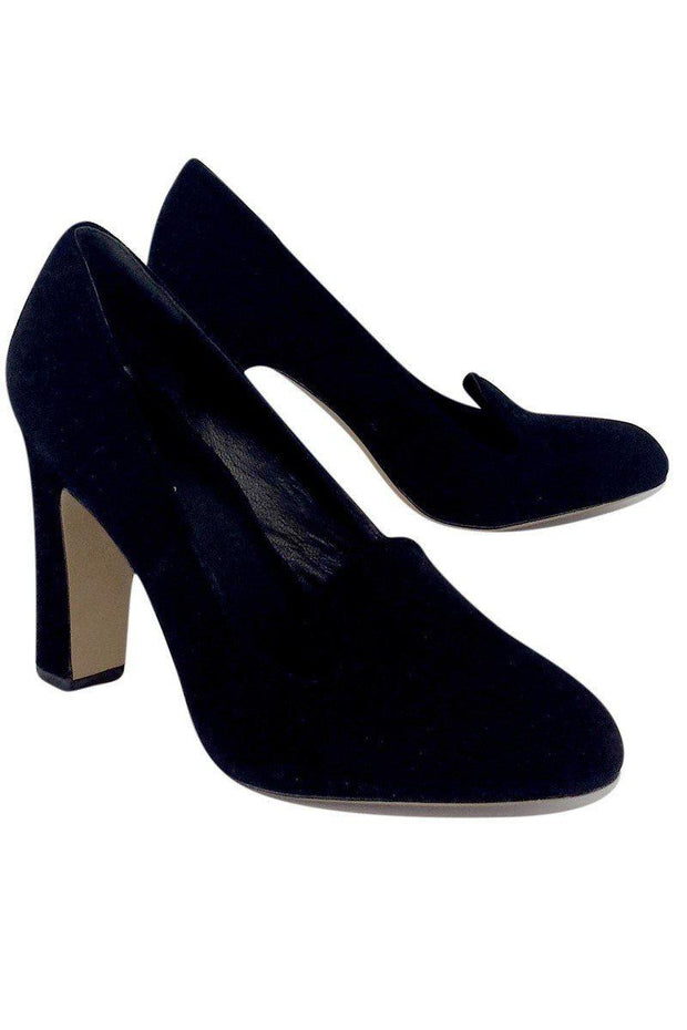 Current Boutique-Via Spiga - Black Suede Loafer-Style Heels Sz 9.5