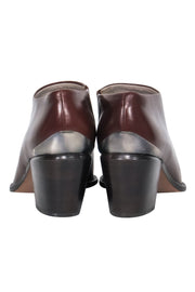 Current Boutique-Via Spiga - Brown Leather Block Heel Booties w/ Silver-Toned Hardware Sz 6