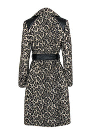 Current Boutique-Via Spiga - Leopard Print Double Breasted Longline Coat w/ Faux Leather Trim Sz S