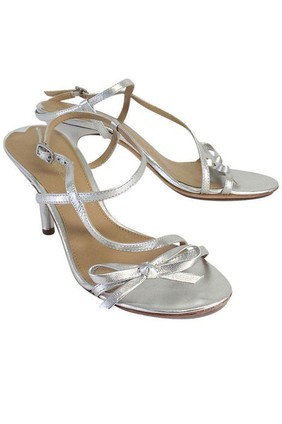 Current Boutique-Via Spiga - Silver Leather Strappy Heels Sz 6