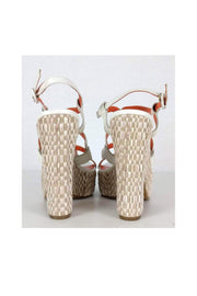 Current Boutique-Via Spiga - White Leather Platform Sandals Sz 8