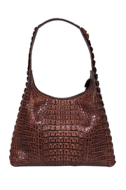 Current Boutique-Via la Moda - Brown Hornback Crocodile Shoulder Bag