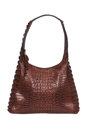 Current Boutique-Via la Moda - Brown Hornback Crocodile Shoulder Bag