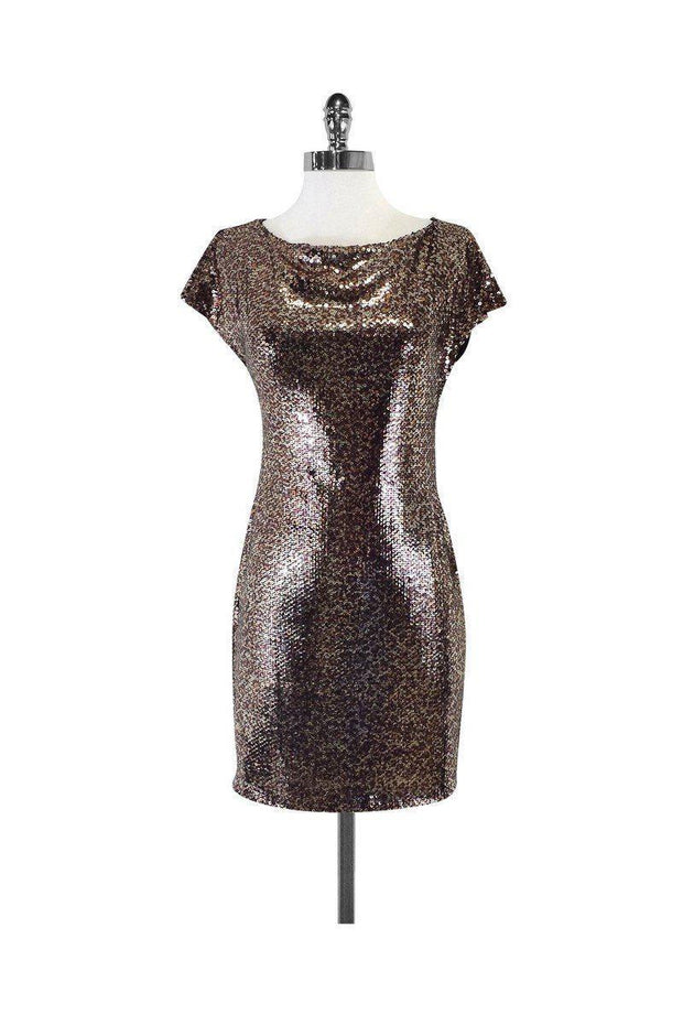 Current Boutique-Vicky Tiel - Sequin Cap Sleeve Bodycon Dress Sz 2