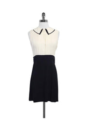 Current Boutique-Victoria Victoria Beckham - Cream & Black Silk Dress Sz 6