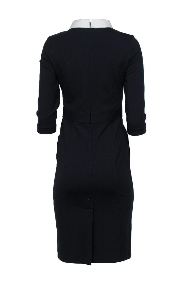 Current Boutique-Victoria Victoria Beckham - Navy Quarter Sleeve Sheath Dress w/ White Collar Sz M
