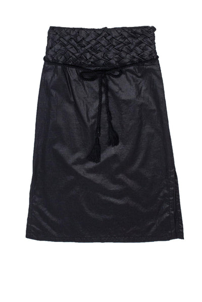 Current Boutique-Viktor & Rolf - Black Metallic Skirt w/ Woven Waist Sz 6