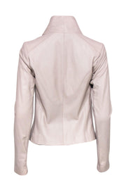 Current Boutique-Vince - Beige Leather Draped Zip-Up Jacket Sz M