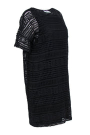 Current Boutique-Vince - Black Embroidered Short Sleeve Cotton Shift Dress Sz 8