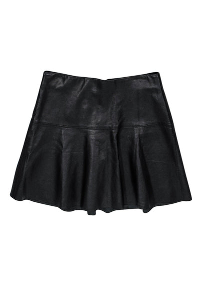 Current Boutique-Vince - Black Leather A-Line Skirt Sz 8
