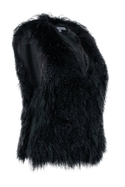 Current Boutique-Vince - Black Leather & Fur Vest Sz M