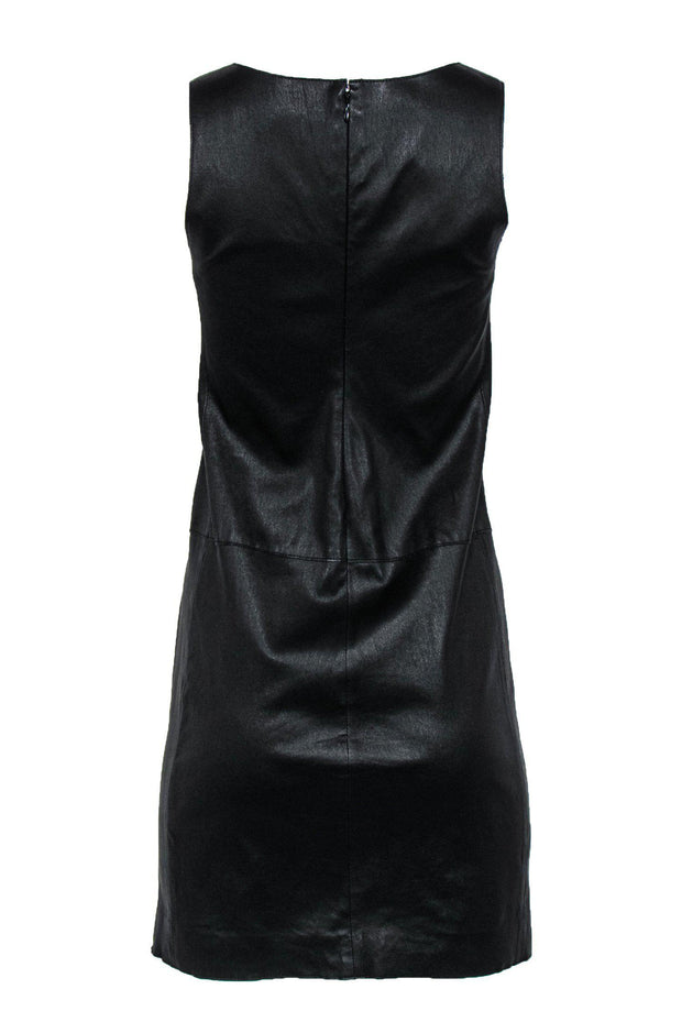 Current Boutique-Vince - Black Leather Sleeveless Sheath Dress Sz 4