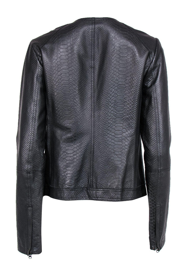 Current Boutique-Vince - Black Leather Snakeskin Jacket Sz L