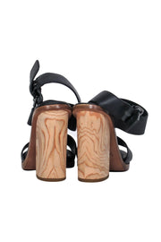 Current Boutique-Vince - Black Leather Strappy Wooden Block Heel "Hayley" Pumps Sz 6