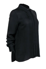 Current Boutique-Vince - Black Long Sleeve Button Down Silk Blouse Sz 8