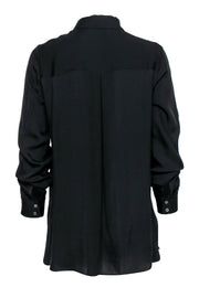 Current Boutique-Vince - Black Long Sleeve Button Down Silk Blouse Sz 8