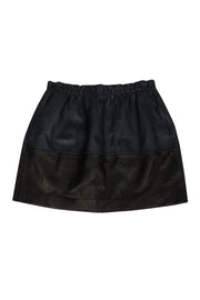 Current Boutique-Vince - Black & Navy Lamb Leather Skirt Sz M