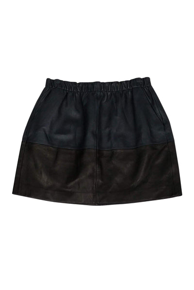 Current Boutique-Vince - Black & Navy Lamb Leather Skirt Sz M