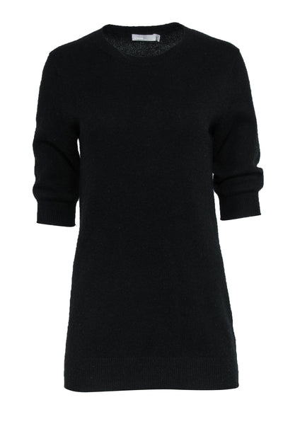 Current Boutique-Vince - Black Short Sleeve Tunic-Style Cashmere Sweater Sz S
